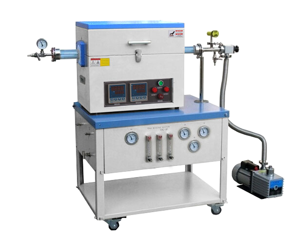 实验室石墨烯CVD设备：1200度管式炉+真空系统+混气系统+水冷系统